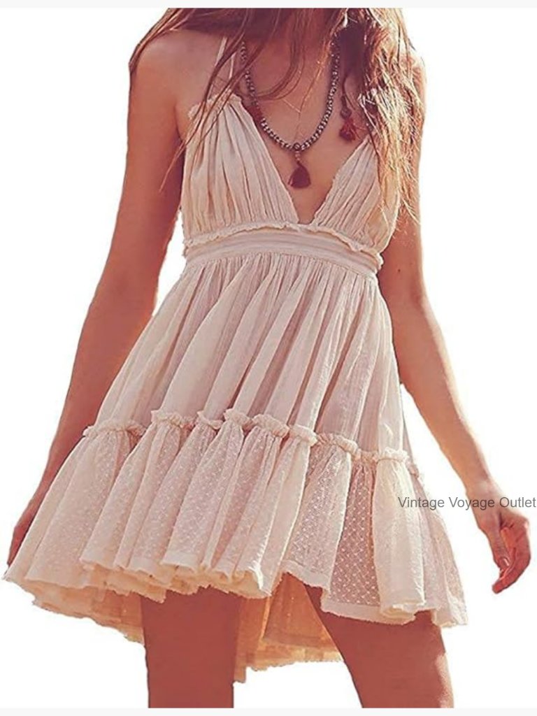 Backless Halter Mini Dress With Drawstring Waist, Polyester Spandex